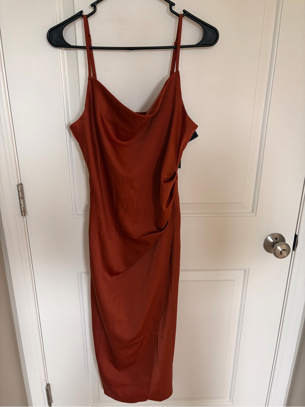 NWT Burnt Orange Satin Midi Dress